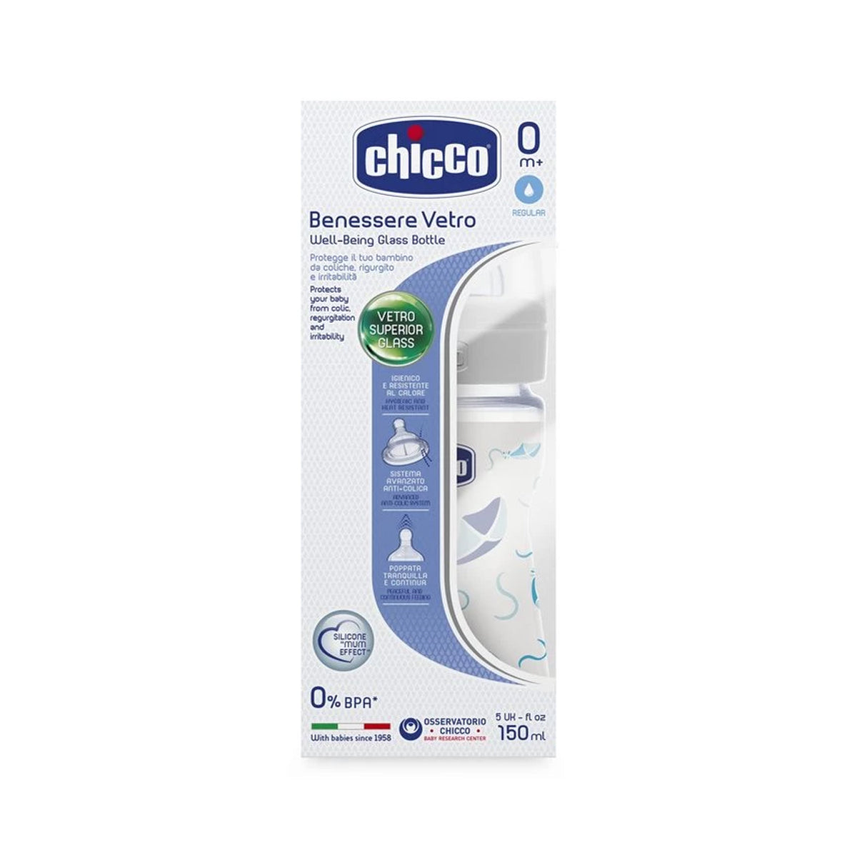 Chicco Baby Bottle Well Being Glass 150ml